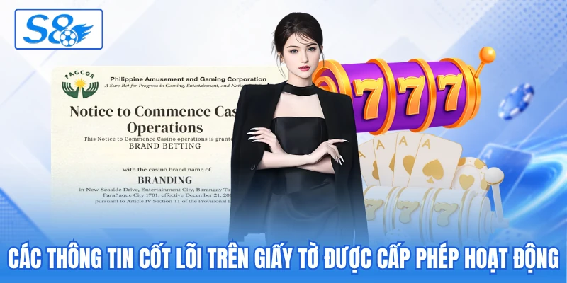 Các thông tin cốt lõi trên giấy tờ được cấp phép hoạt động Các thông tin cốt lõi trên giấy tờ được cấp phép hoạt động